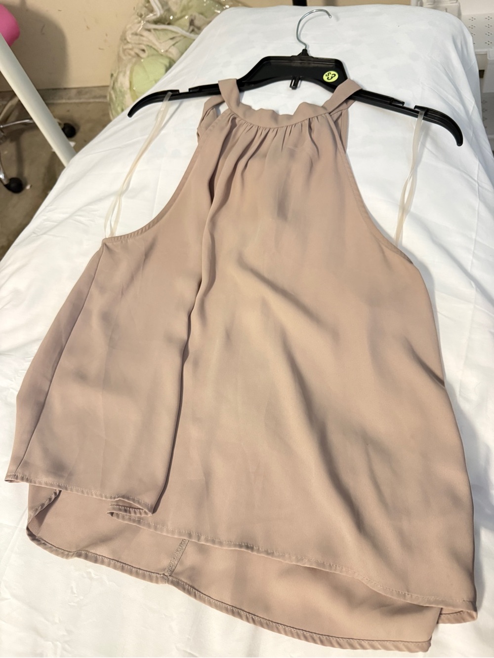 Women’s High Neck Tie-Front Sleeveless Top - Beige